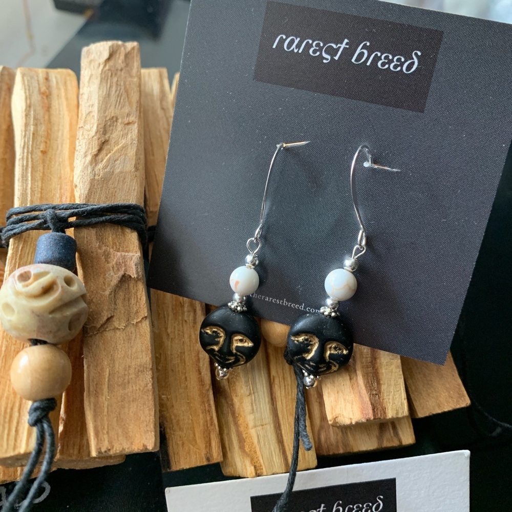 black moon magnesite & sterling silver earrings